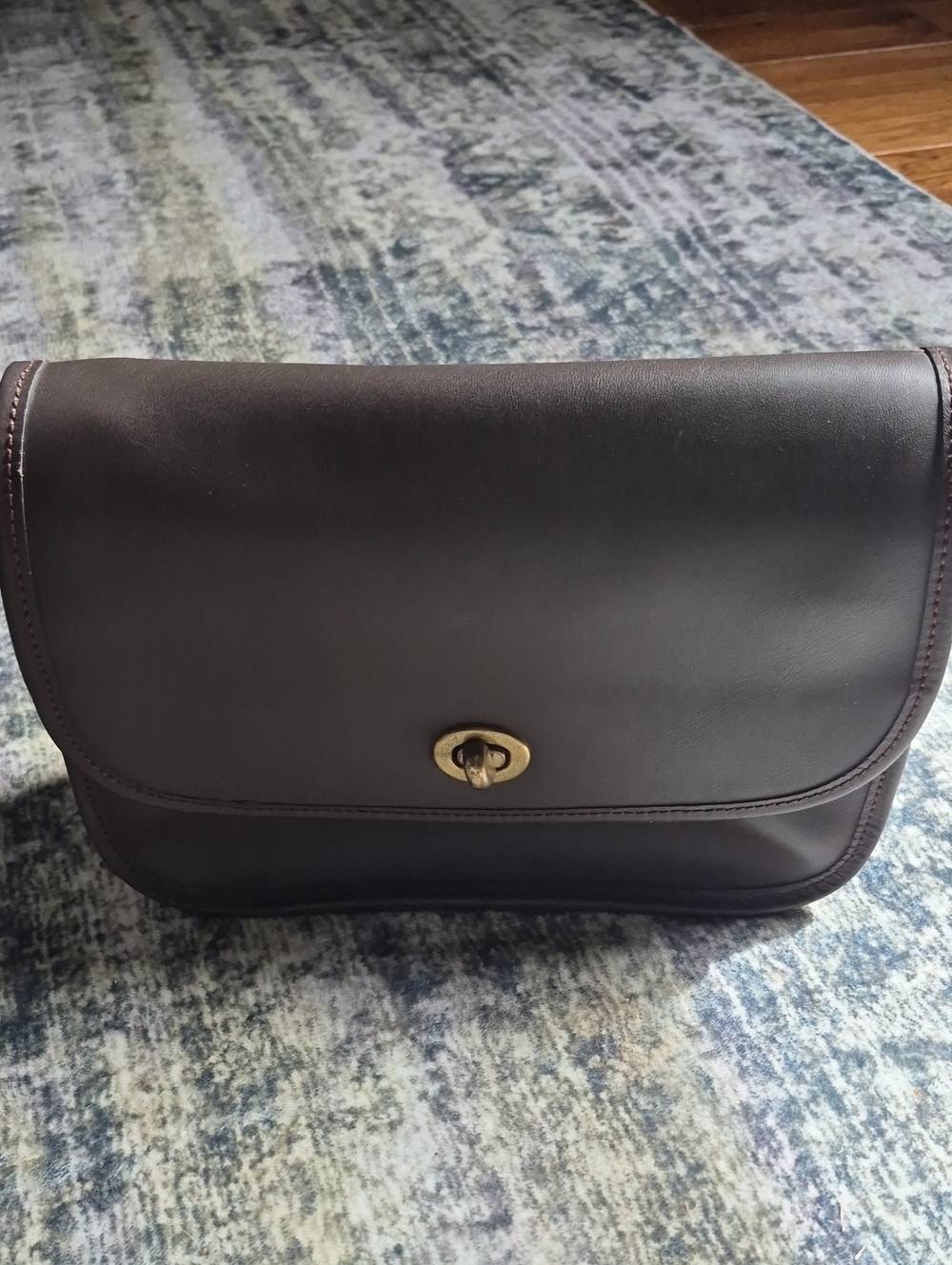 Coach Vintage Women's Dark Brown Leather Crossbody Bag with Turn-Lock Closure